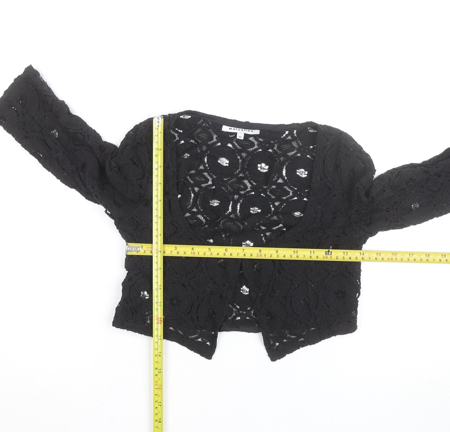Marcelino Women Black Lace Cropped Blouse Size 12