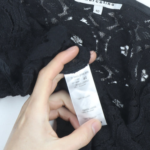Marcelino Women Black Lace Cropped Blouse Size 12