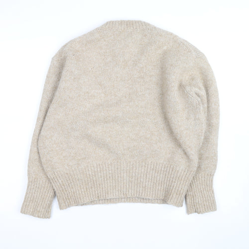 Zara Women Beige Wool Blend Chunky Knit Pullover Jumper Size S