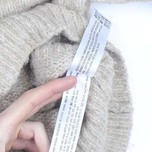 Zara Women Beige Wool Blend Chunky Knit Pullover Jumper Size S