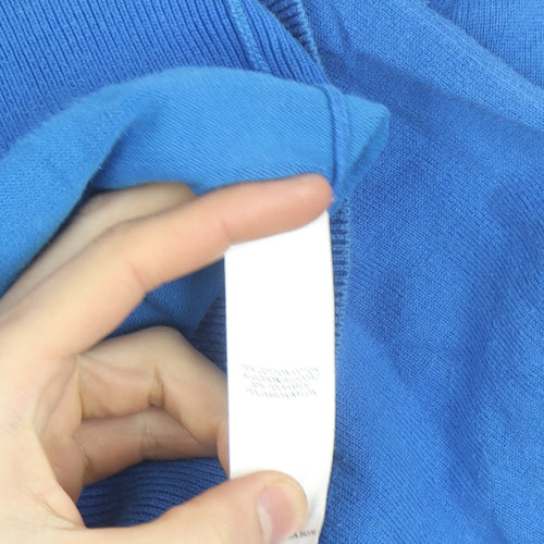FCUK Men's Blue V-Neck Cotton Blend Jumper Size L