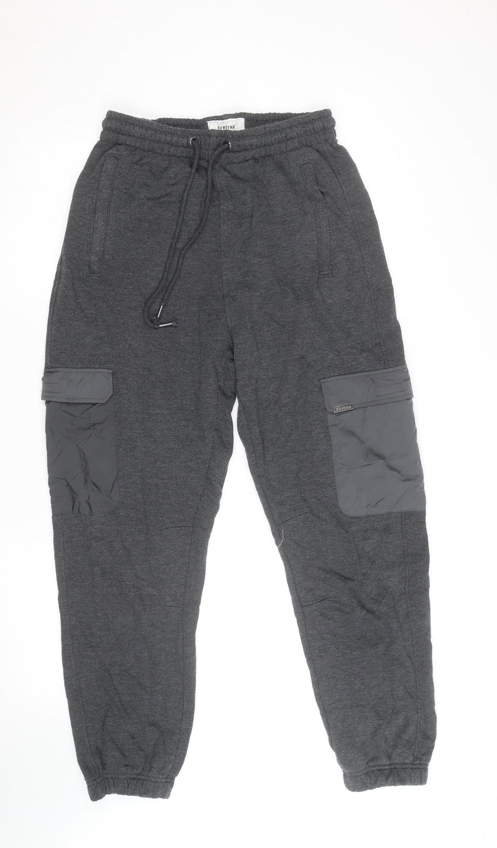 Firetrap Men's Grey Jogger Cargo Sweatpants M Elastic Waist Pockets