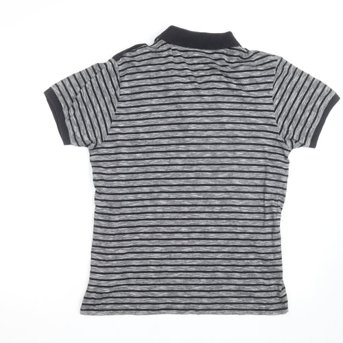 Ben Sherman Men's Grey Striped Cotton Polo Shirt Size L
