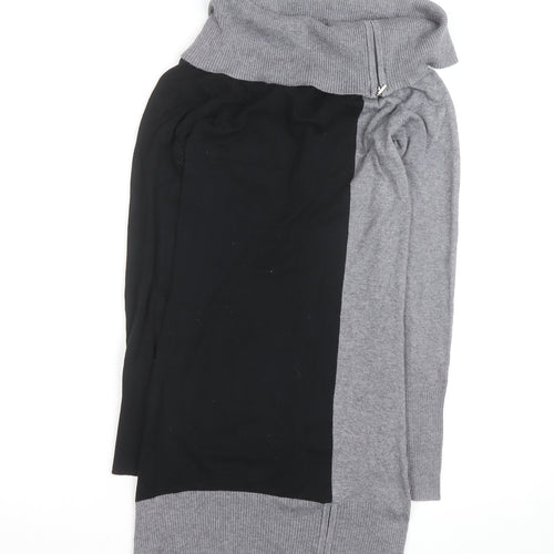 Jane Norman Women's Grey & Black Cowl Neck Slim Fit Jumper Size 10