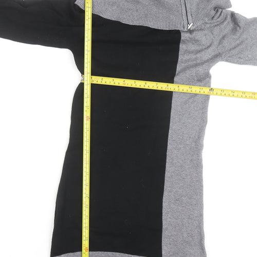 Jane Norman Women's Grey & Black Cowl Neck Slim Fit Jumper Size 10