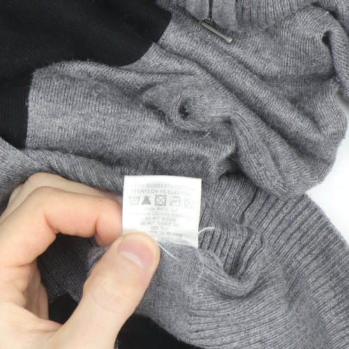 Jane Norman Women's Grey & Black Cowl Neck Slim Fit Jumper Size 10