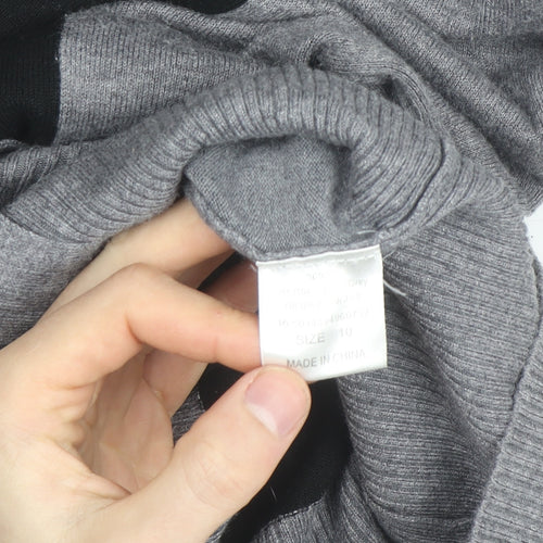 Jane Norman Women's Grey & Black Cowl Neck Slim Fit Jumper Size 10