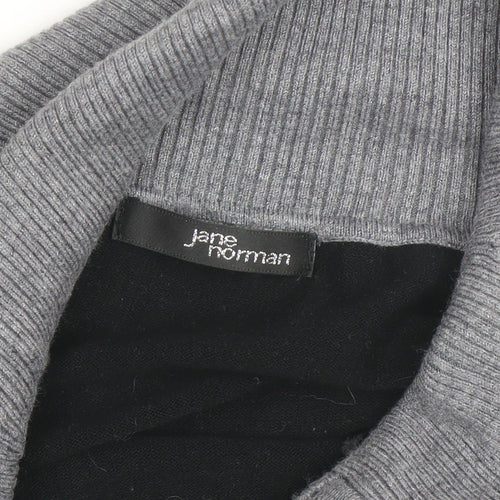 Jane Norman Women's Grey & Black Cowl Neck Slim Fit Jumper Size 10