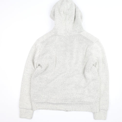 Dissident Mens Grey Hooded Full Zip Knit Jumper L