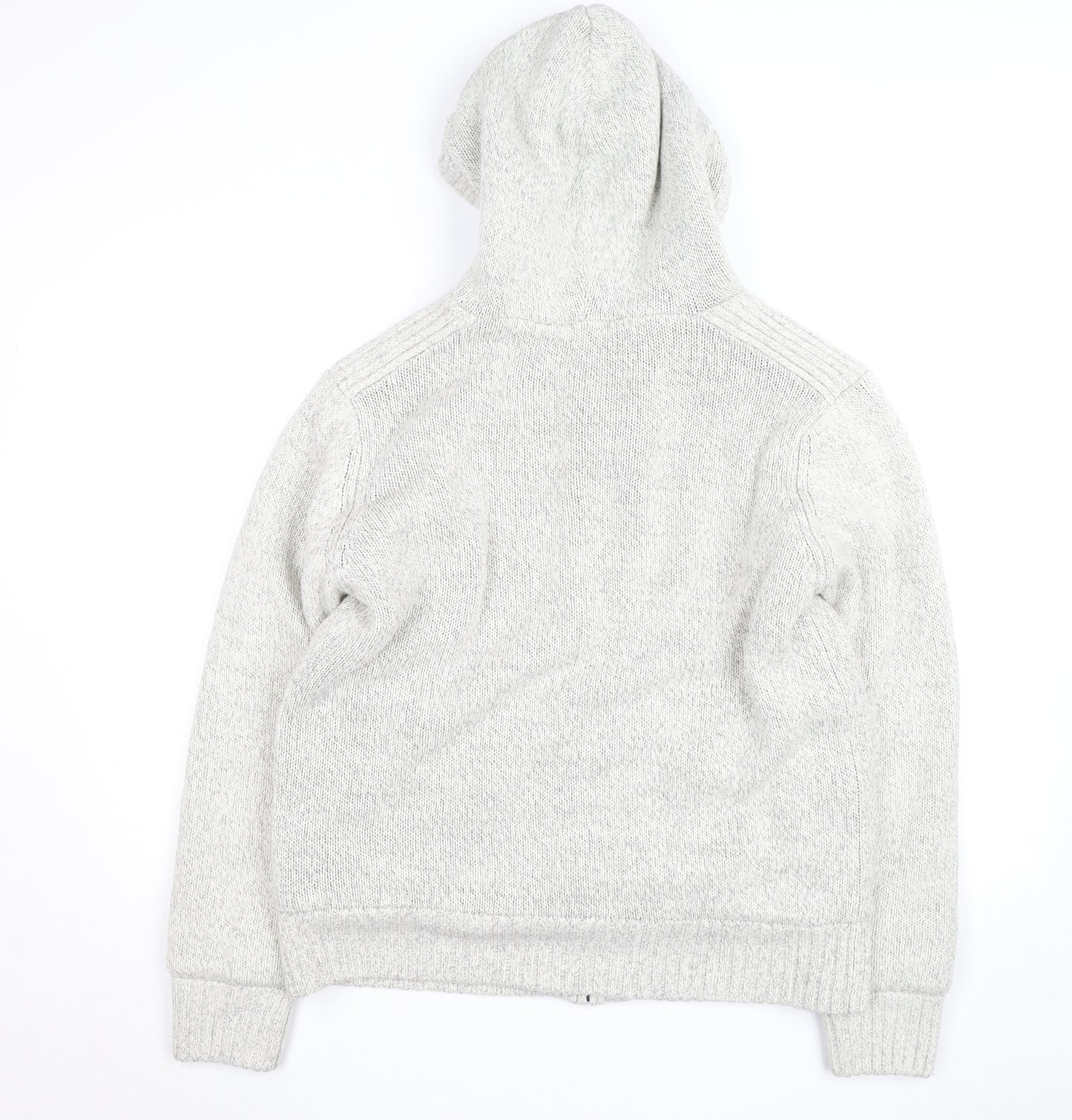 Dissident Mens Grey Hooded Full Zip Knit Jumper L
