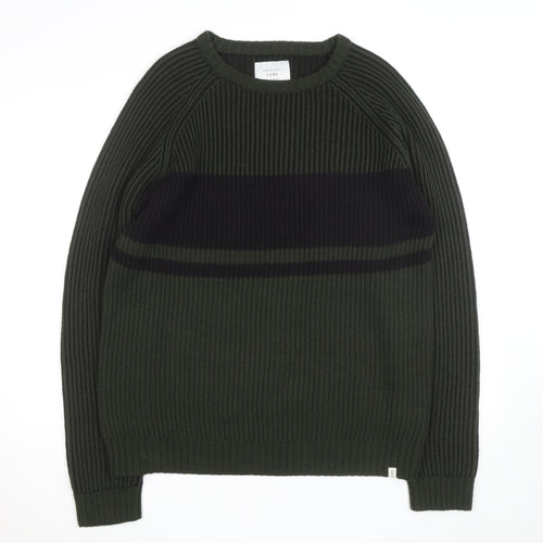 Jack & Jones Men's Green 2XL Crew Neck Ribbed Knit Pullover Jumper