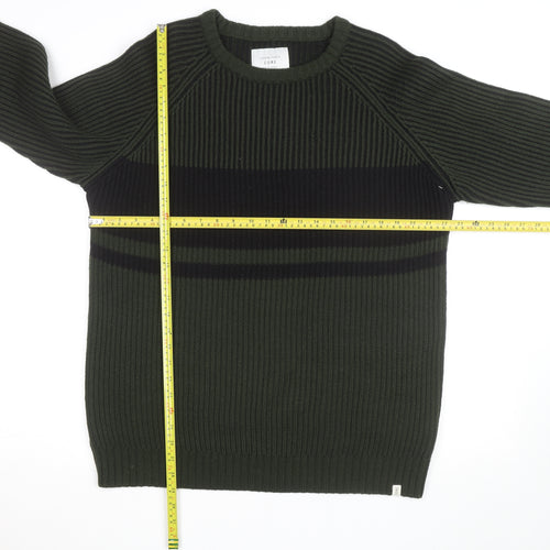 Jack & Jones Men's Green 2XL Crew Neck Ribbed Knit Pullover Jumper
