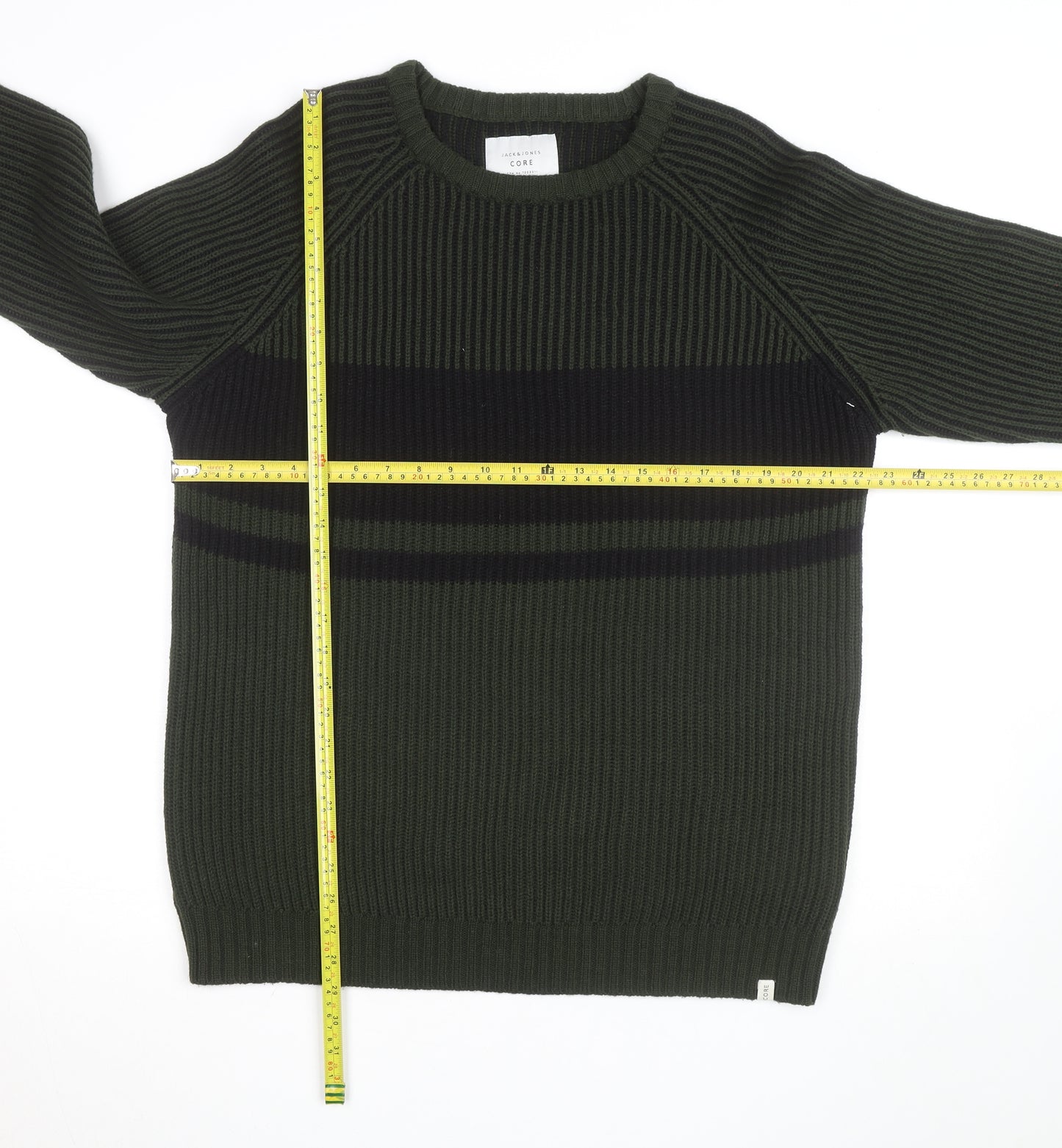 Jack & Jones Men's Green 2XL Crew Neck Ribbed Knit Pullover Jumper