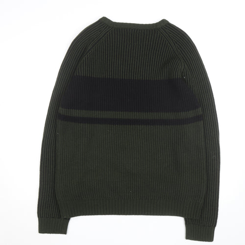 Jack & Jones Men's Green 2XL Crew Neck Ribbed Knit Pullover Jumper