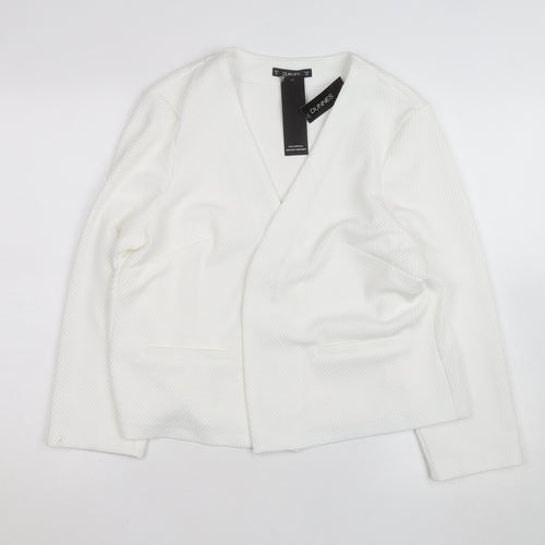 Dunnes White Long Sleeve Open Cardigan Sweatshirt Size 16