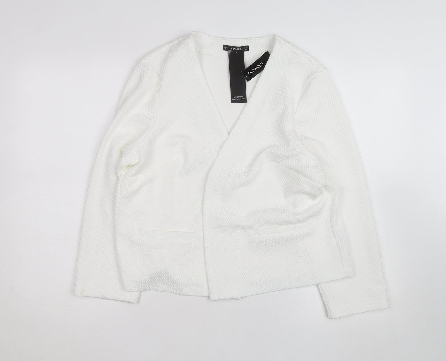 Dunnes White Long Sleeve Open Cardigan Sweatshirt Size 16