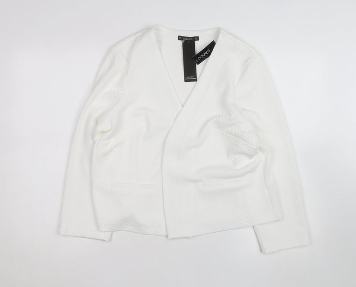 Dunnes White Long Sleeve Open Cardigan Sweatshirt Size 16