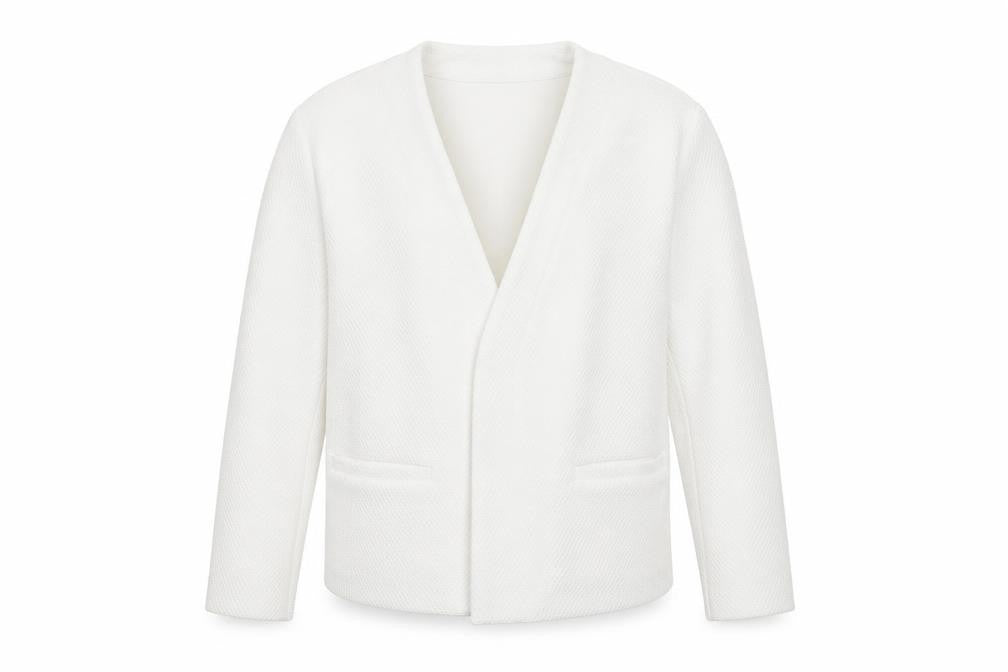 Front view of Dunnes White Long Sleeve Open Cardigan Sweatshirt, size 16