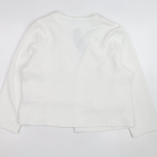 Dunnes White Long Sleeve Open Cardigan Sweatshirt Size 16