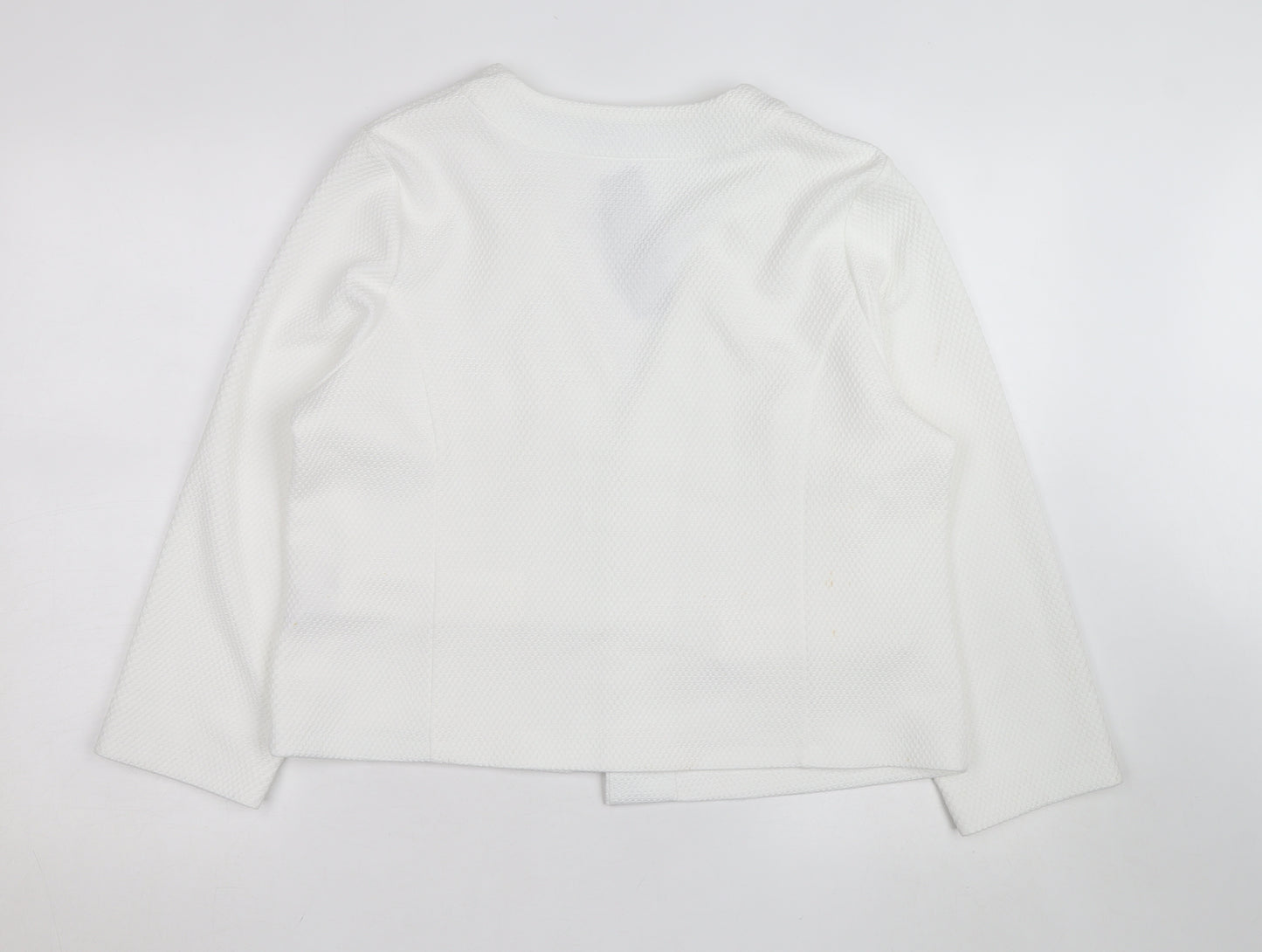 Dunnes White Long Sleeve Open Cardigan Sweatshirt Size 16
