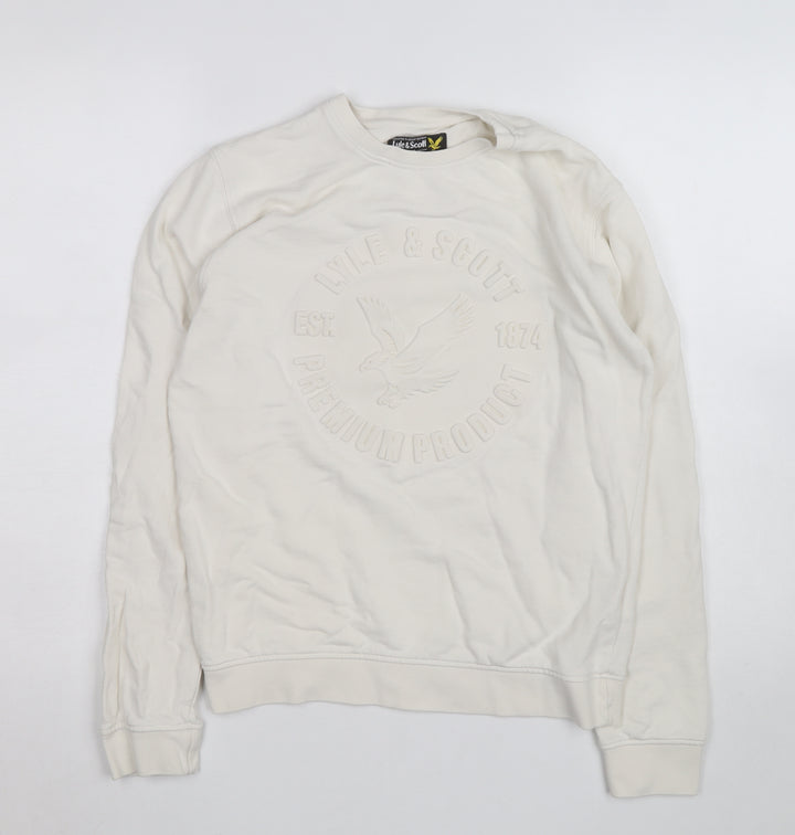 Lyle & Scott Teens White Logo Sweatshirt 14 Slim Pullover