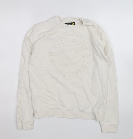 Lyle & Scott Teens White Logo Sweatshirt 14 Slim Pullover