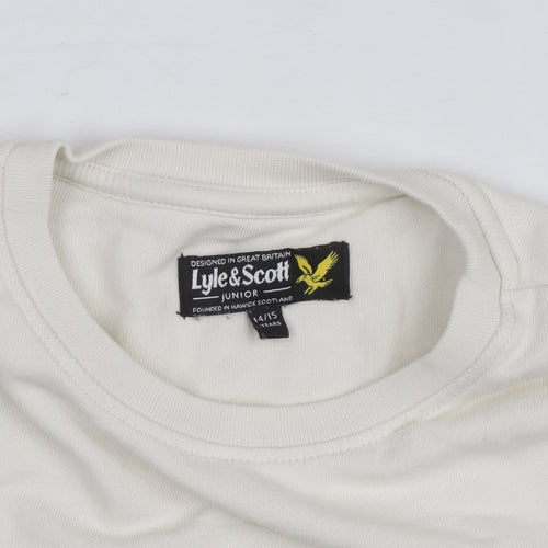 Lyle & Scott Teens White Logo Sweatshirt 14 Slim Pullover