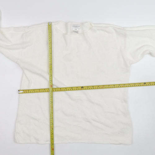 Jones New York Women Ivory Linen Cotton Knit Pullover Jumper L