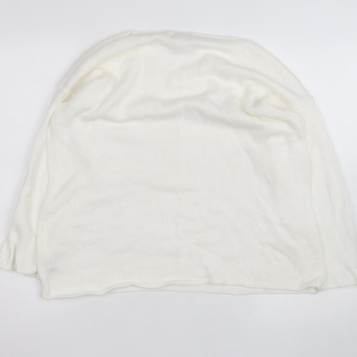 Jones New York Women Ivory Linen Cotton Knit Pullover Jumper L
