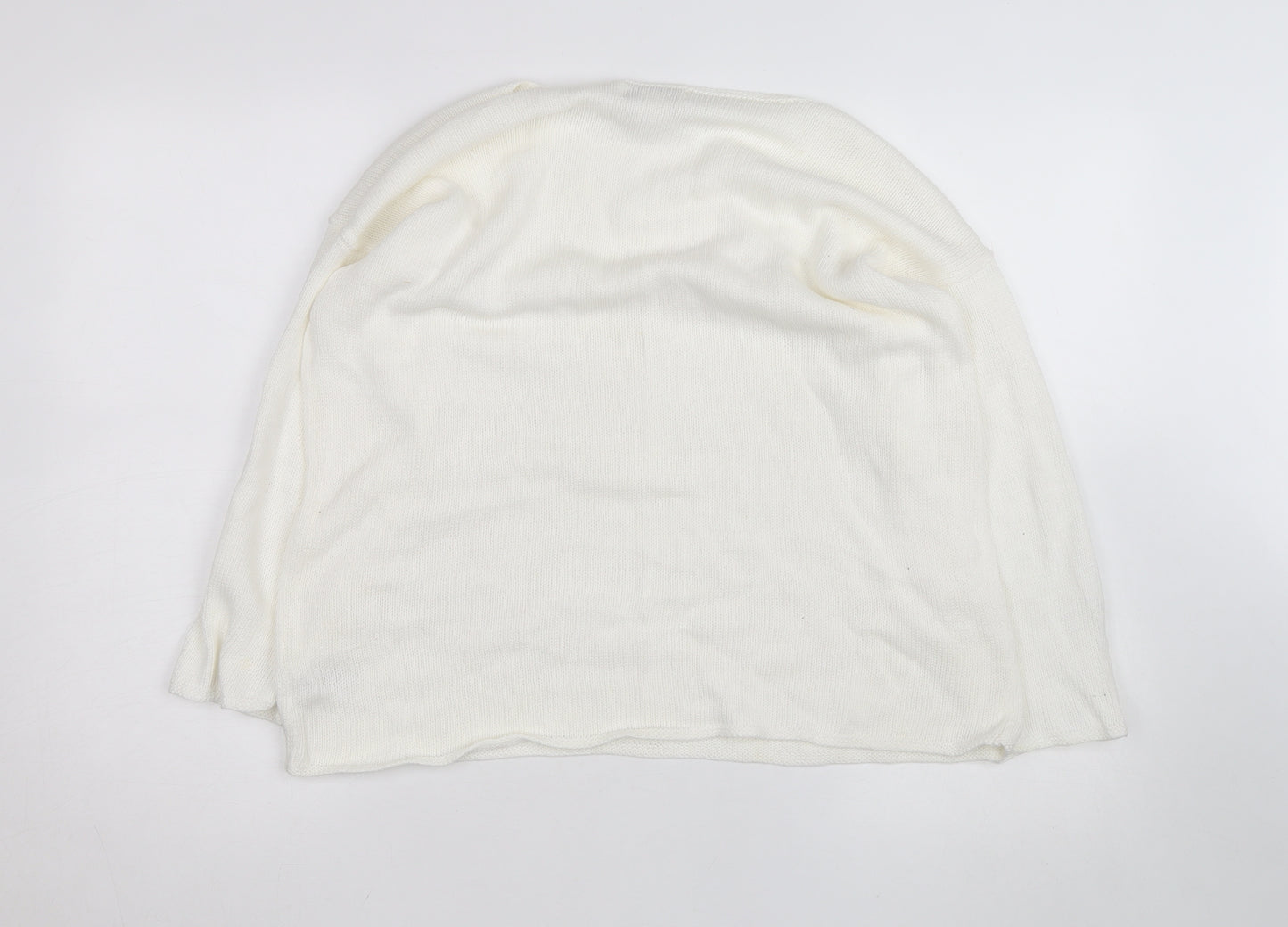 Jones New York Women Ivory Linen Cotton Knit Pullover Jumper L