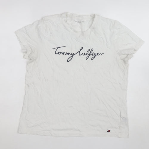 Tommy Hilfiger Women's White Cotton Crew Neck T-Shirt Size M