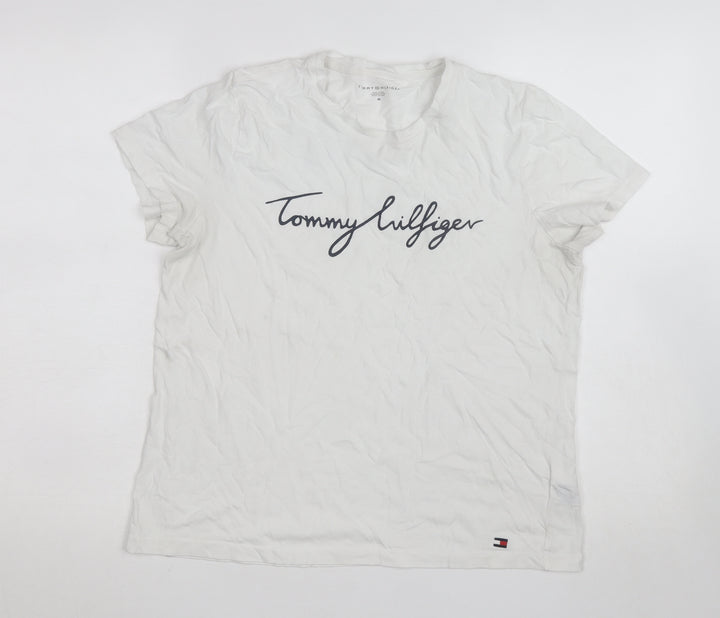 Tommy Hilfiger Women's White Cotton Crew Neck T-Shirt Size M