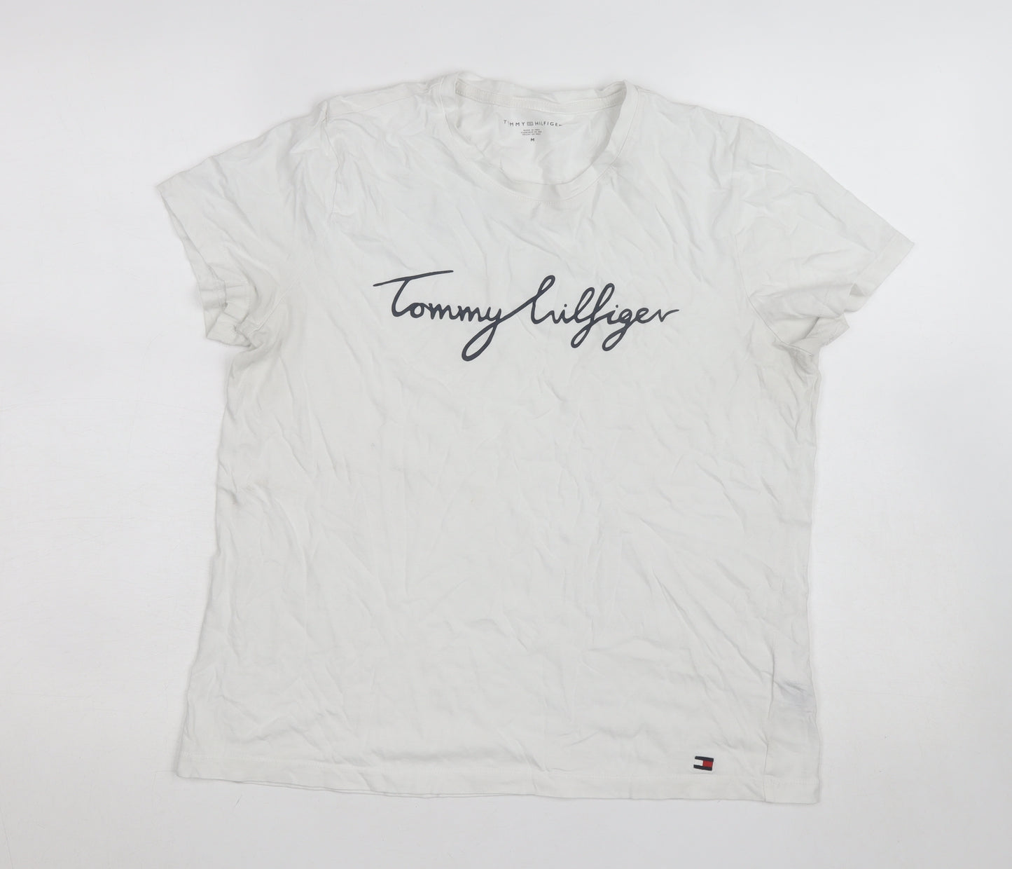 Tommy Hilfiger Women's White Cotton Crew Neck T-Shirt Size M