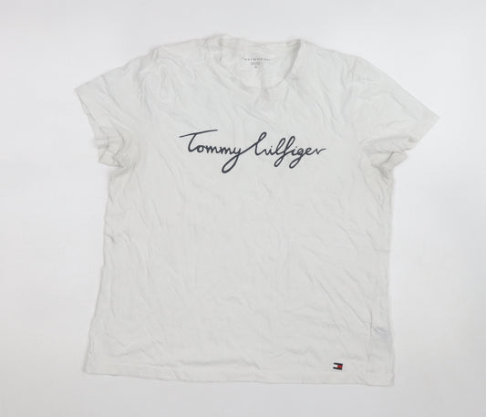 Tommy Hilfiger Women's White Cotton Crew Neck T-Shirt Size M