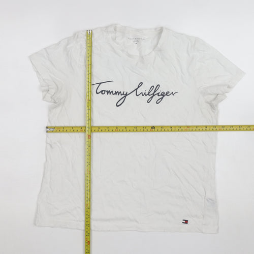 Tommy Hilfiger Women's White Cotton Crew Neck T-Shirt Size M