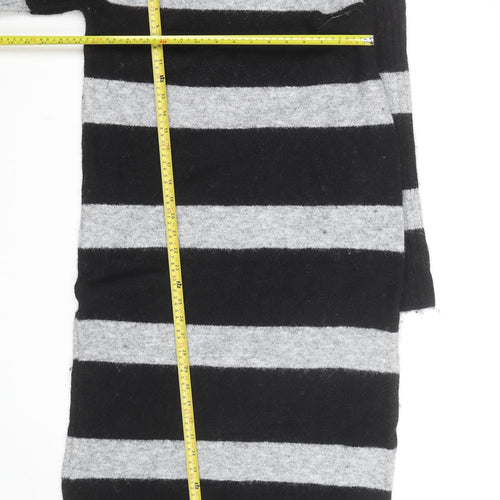 Next Women’s Black & Grey Roll Neck Stripe Wool Tunic Jumper M
