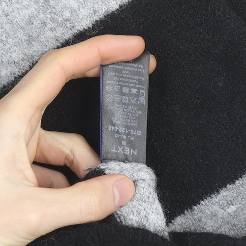 Next Women’s Black & Grey Roll Neck Stripe Wool Tunic Jumper M