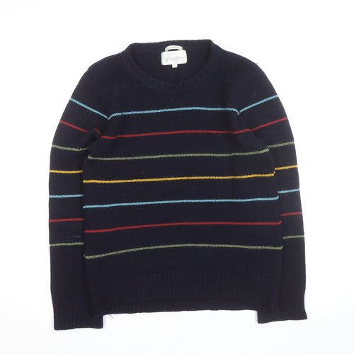 Peregrine Women's Blue Striped Wool Crew Neck Jumper L