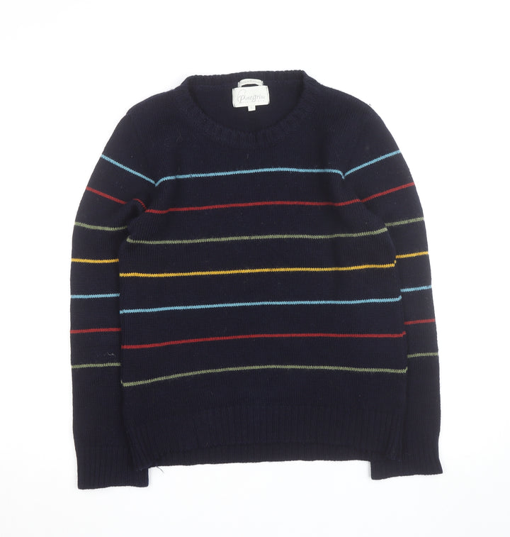 Peregrine Women's Blue Striped Wool Crew Neck Jumper L
