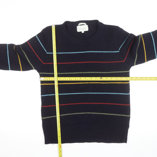 Peregrine Women's Blue Striped Wool Crew Neck Jumper L