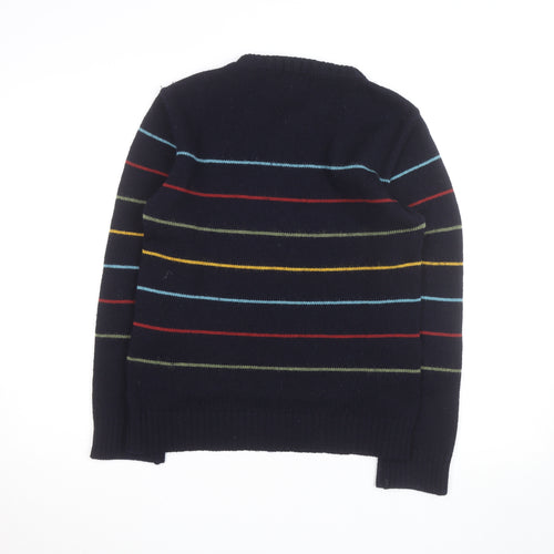 Peregrine Women's Blue Striped Wool Crew Neck Jumper L