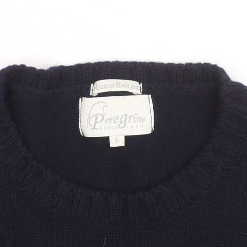 Peregrine Women's Blue Striped Wool Crew Neck Jumper L