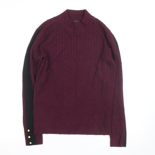 Marks and Spencer Womens Purple Mock Neck Ribbed Pullover Jumper Size 12