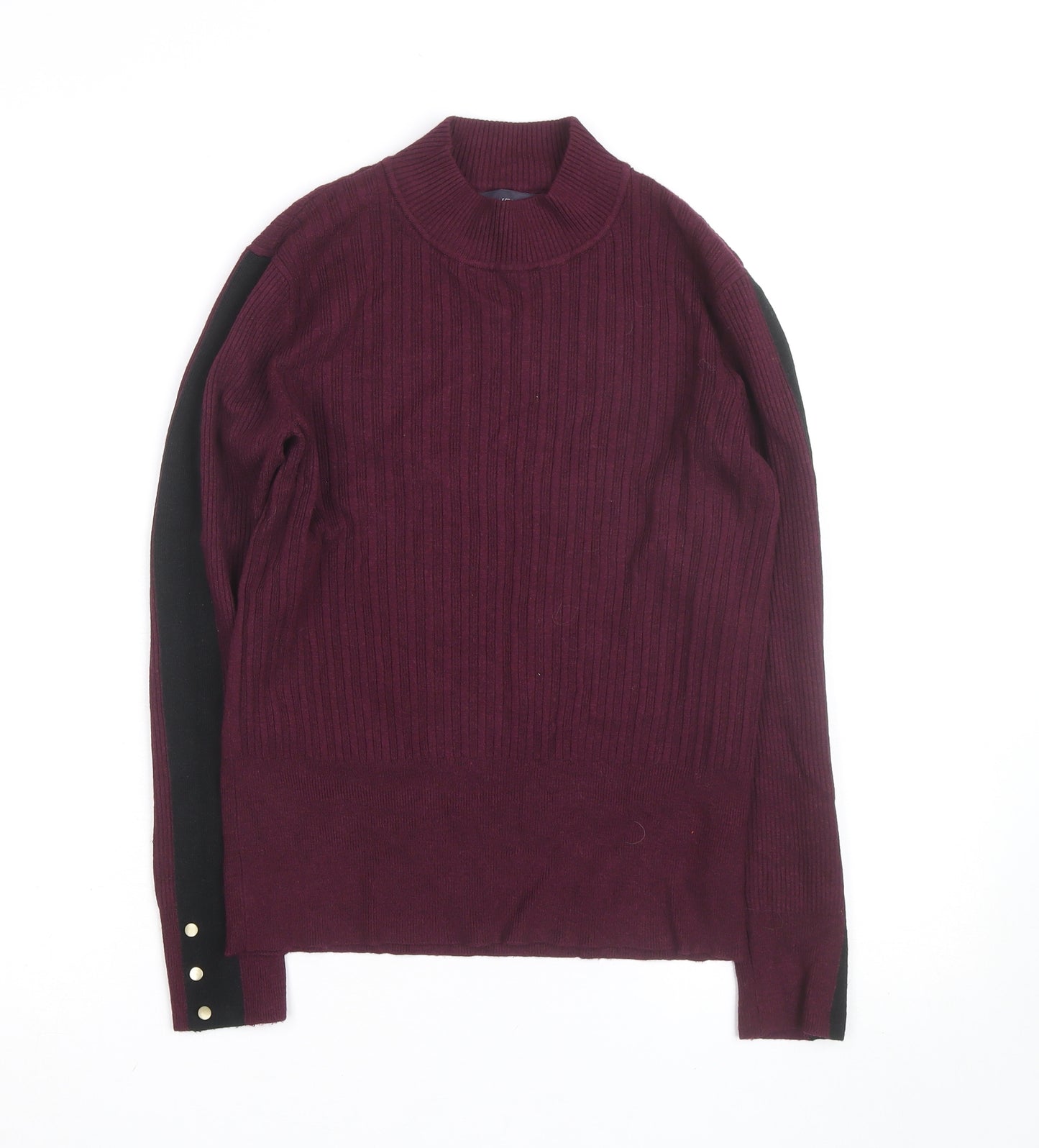 Marks and Spencer Womens Purple Mock Neck Ribbed Pullover Jumper Size 12