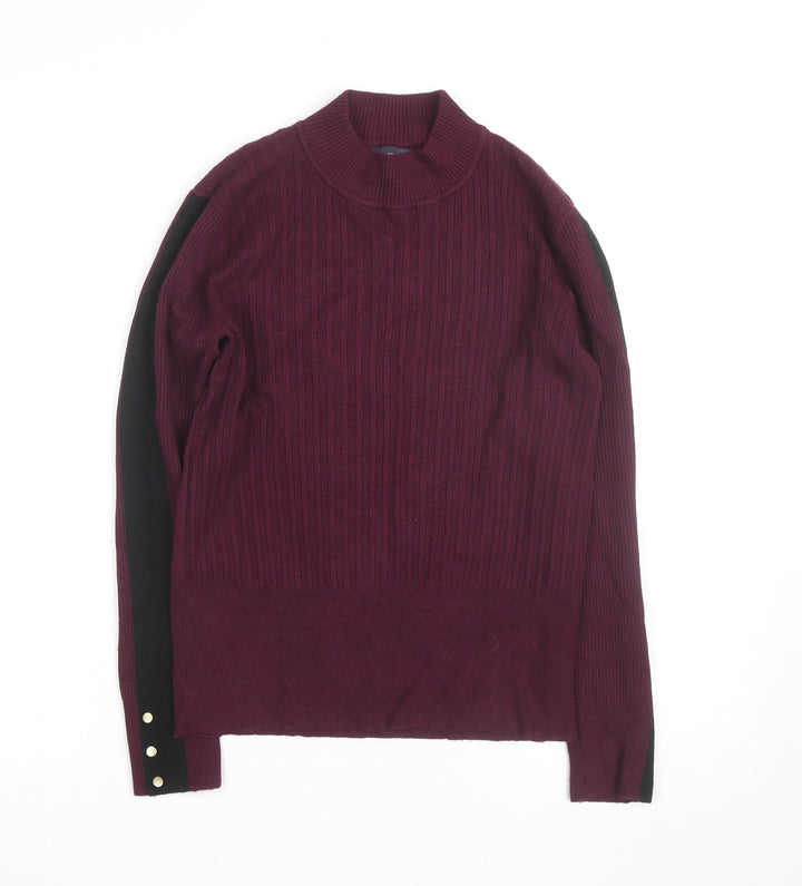 Marks and Spencer Womens Purple Mock Neck Ribbed Pullover Jumper Size 12