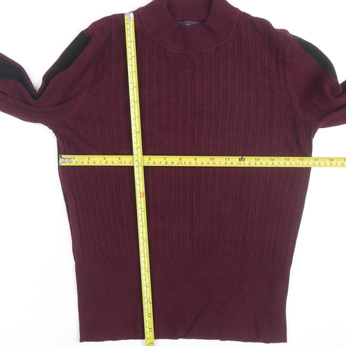 Marks and Spencer Womens Purple Mock Neck Ribbed Pullover Jumper Size 12