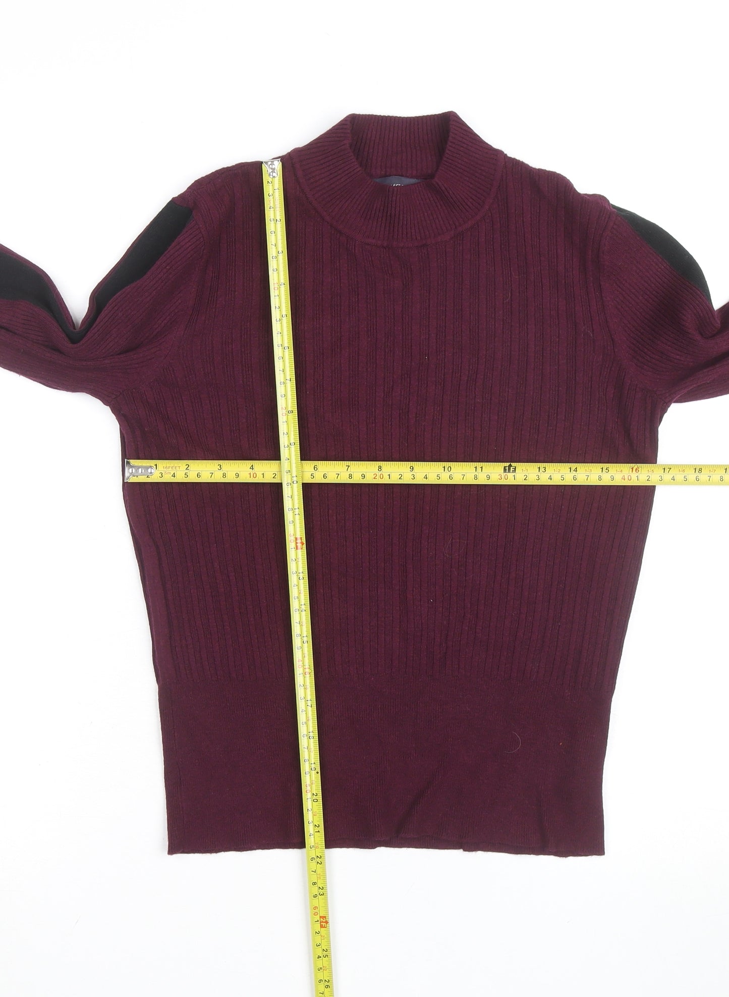 Marks and Spencer Womens Purple Mock Neck Ribbed Pullover Jumper Size 12
