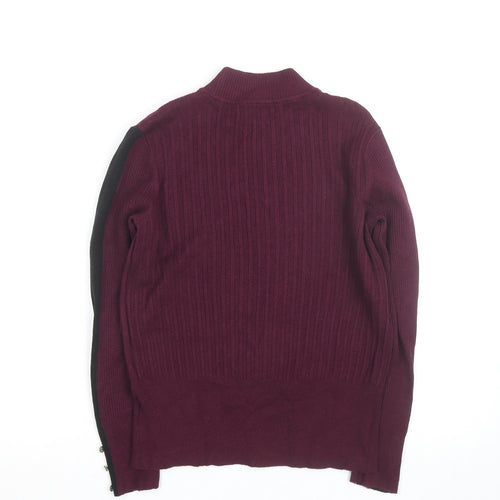 Marks and Spencer Womens Purple Mock Neck Ribbed Pullover Jumper Size 12
