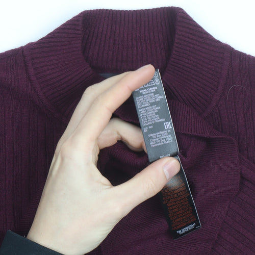 Marks and Spencer Womens Purple Mock Neck Ribbed Pullover Jumper Size 12