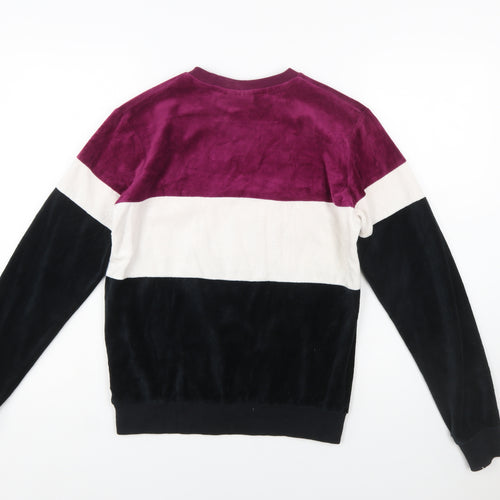 FILA Womens Colourblock Velour Sweatshirt XS Burgundy Black White